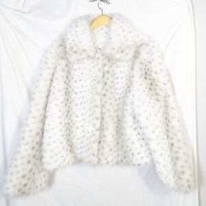 New Women's Rebecca Minkoff Faux Fur Teddi Jacket Leopard Print Stunning  Sz L